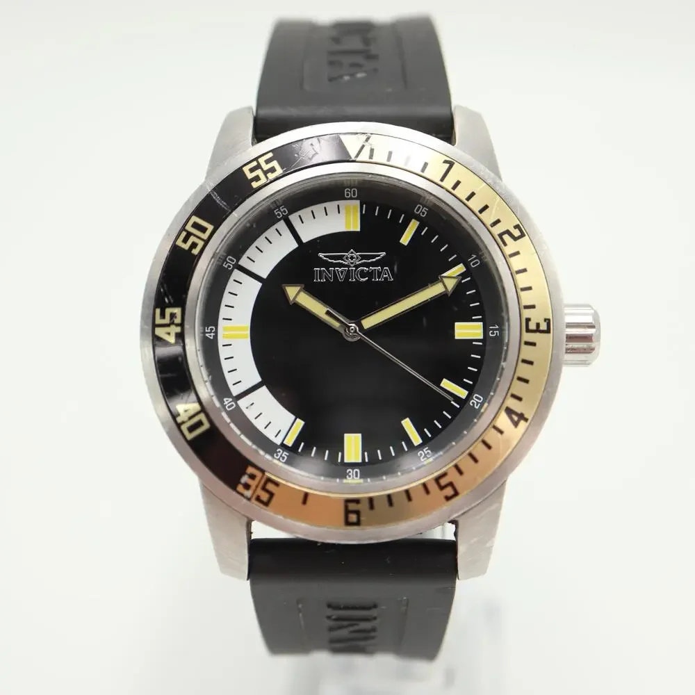 Invicta Specialty Black Gold Mens 45mm Diver Watch 12846 Resin Band New Battery